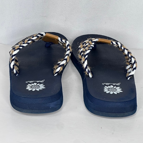 Yellow Box Fida Flip Flops Navy Wide Strap Sandals Boho Sz 10 - Picture 4 of 9